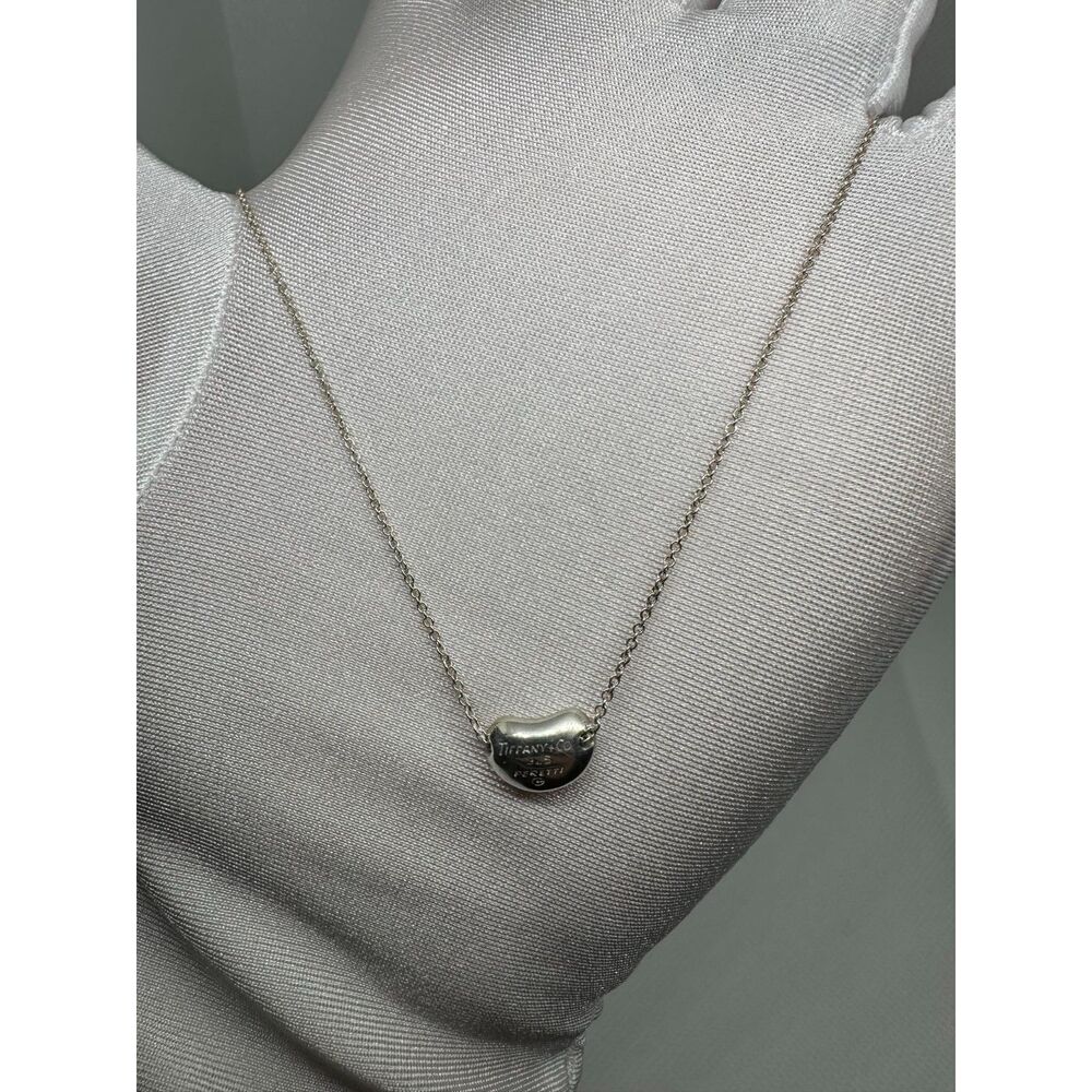 Authentic Tiffany & Co. Elsa Peretti Bean Pendant and Necklace